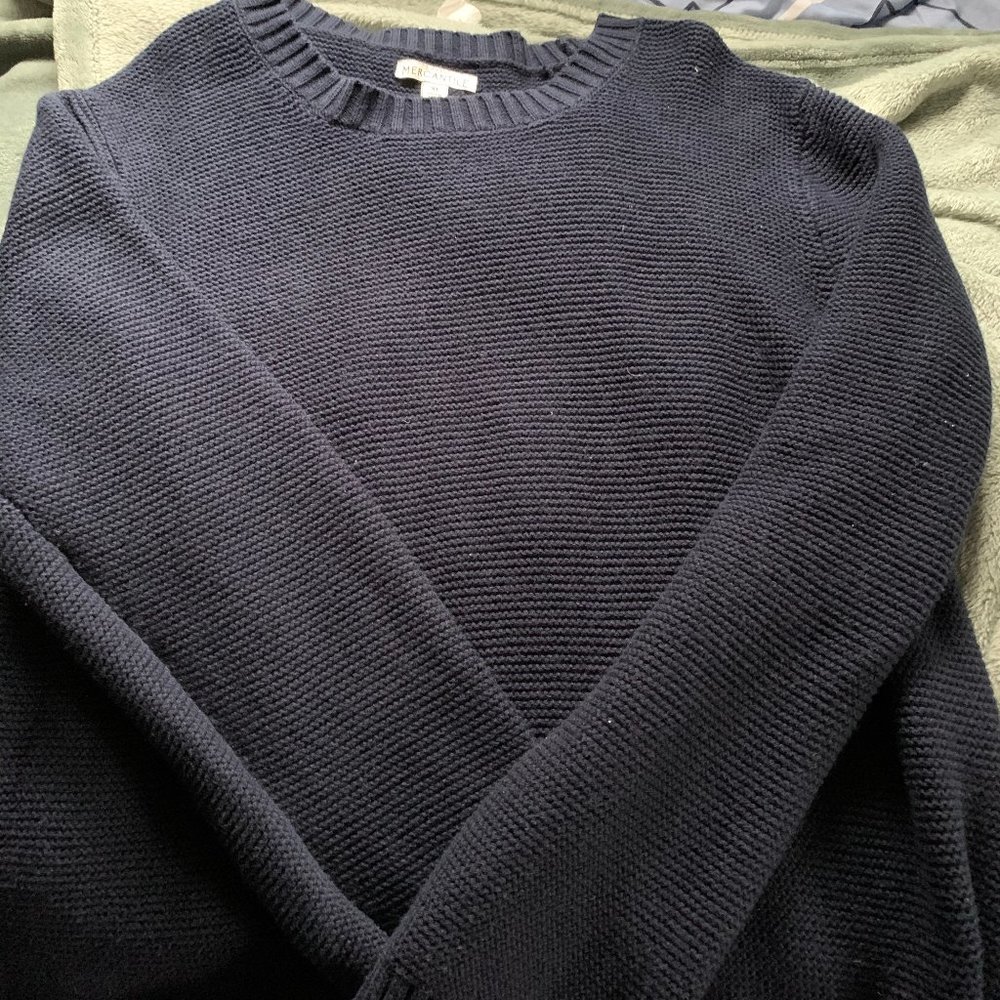 J Crew Mercantile Navy Blue Waffle Sweater